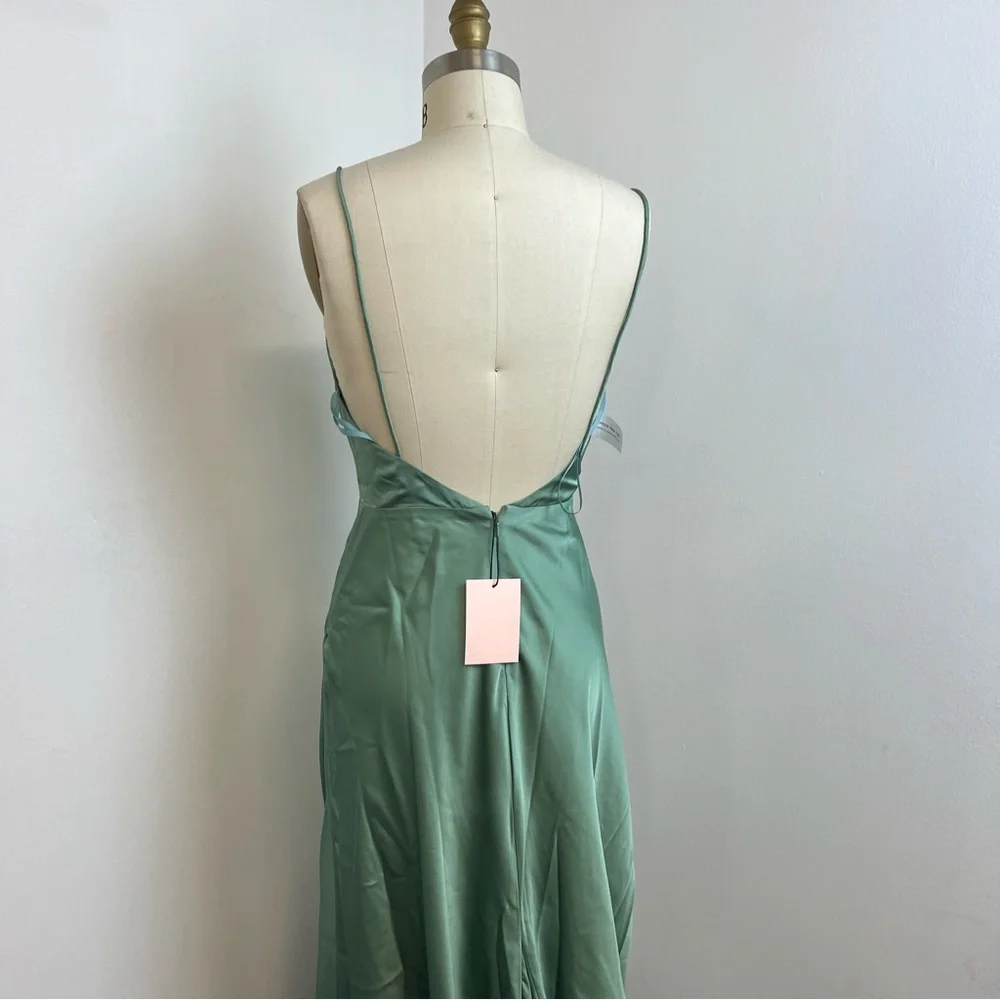 Fame and Partners Rosabel  Maxi green silk dress M75 - Picture 4 of 5